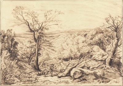 Holzfäller in einem Wald von John Linnell