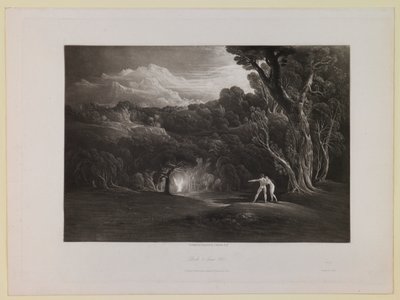 Paradies - mit dem Herannahen des Erzengels Raphael (Buch 5, Zeile 308), aus „Das verlorene Paradies“ von John Martin