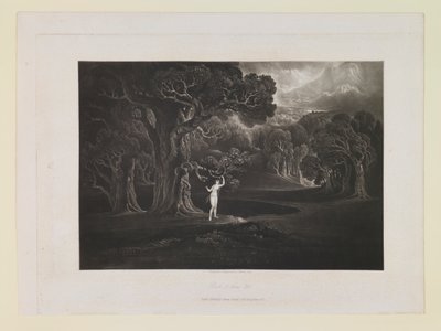 Satan verführt Eva (Buch 9, Zeile 780), aus „Das verlorene Paradies“ von John Martin