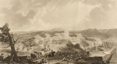 Schlacht von Kirkee am 5. November 1816, bei der 4785 britische Truppen die Mahratta-Armee besiegten von John Massey (after) Wright