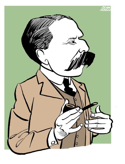 Edward Elgar - Karikatur mit Pfeife von John Minnion