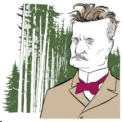 Jean Sibelius vor dem Hintergrund finnischer Wälder von John Minnion