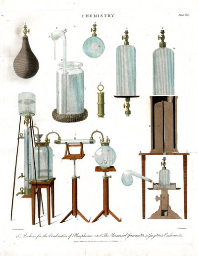 Chemielaborgeräte und Gasometer von John Pass