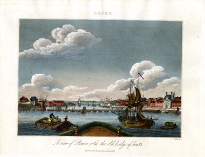 Ansicht von Rouen mit der alten Bootsbrücke von John Pass