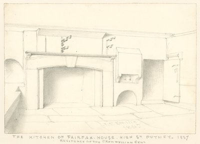 Die Küche im Fairfax House, High Street, Putney, 1887; Residenz des Cromwellian Gent von John Phillipp Emslie