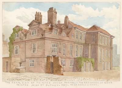 Die Rückansicht von Fairfax House, High Street, Putney, London, ehemals die Residenz von General Fairfax, 1887 von John Phillipp Emslie