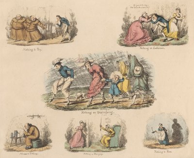 Satz von vier: Viel Lärm um nichts oder Illustrationen von Sprichwörtern von John Phillips