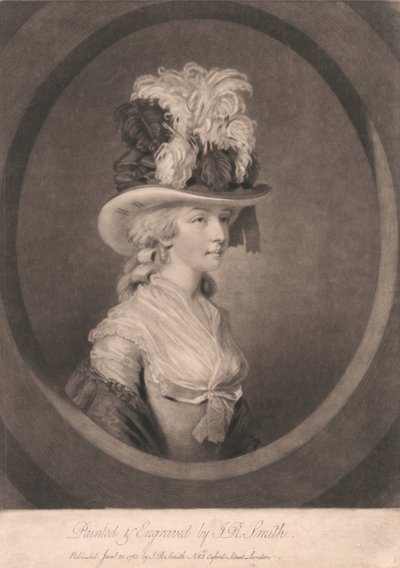 Junge Dame mit Federhut von John Raphael Smith
