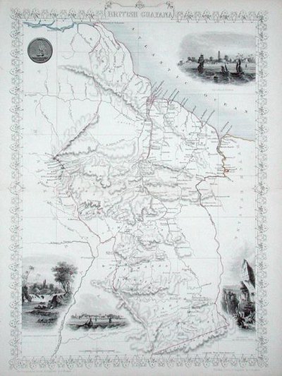 Britisch-Guayana, aus einer Serie von Weltkarten veröffentlicht von John Tallis & Co., New York & London von John Rapkin