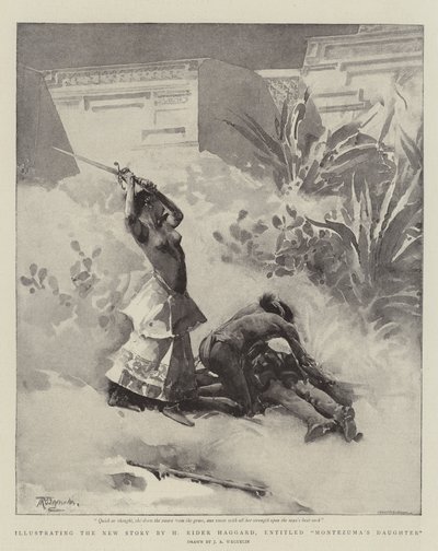 Illustration für die neue Geschichte von H. Rider Haggard, mit dem Titel Montezuma