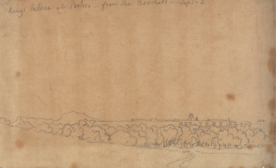 Königspalast in Portici vom Boschetto, 2. September von John Robert Cozens