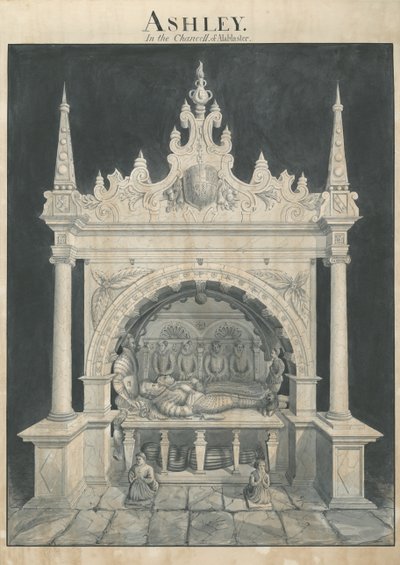 Ashley Kirche - Ashley Grabmal: Feder- und Waschzeichnung, nd [?19. Jh.] von John Robert Fernyhough