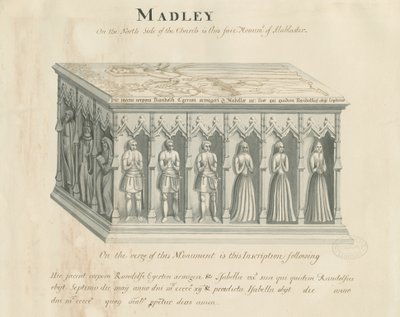 Madeley Church - Denkmal für Randolf Egerton (Feder- und Tuschzeichnung, 19. Jh.) von John Robert Fernyhough