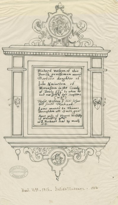 Rugeley Kirche (Alt) - Denkmal für Richard Weston von John Robert Fernyhough