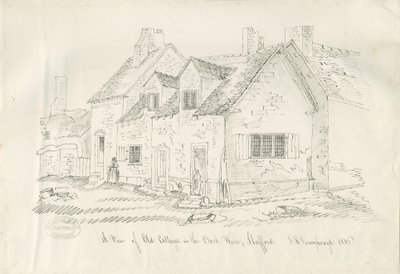 Stafford - Altes Cottage in Back Walls: Feder- und Tintenzeichnung, 1836 von John Robert Fernyhough