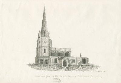 Uttoxeter Kirche [Alt]: Feder- und Tintenzeichnung, 1836 von John Robert Fernyhough