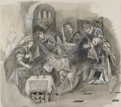 Zeichnung von Tintorettos Beschneidung in der Scuola Grande di San Rocco, August 1869 von John Ruskin