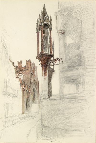 Studie einer Nische um das Grab von Cansignorio della Scala in Verona, 1869 von John Ruskin