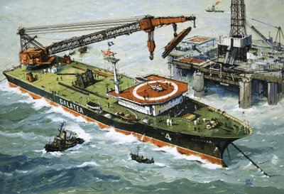 Die Galatea, ausgestattet mit einem schweren Hebekran von John S. Smith