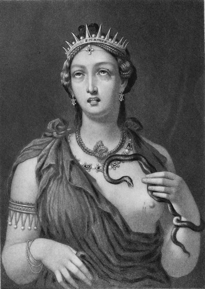 Cleopatra VII, Stahlstich des Enkaustikgemäldes, gefunden in der Villa Hadriana 1818 von John Sartain