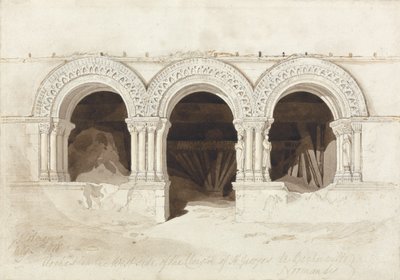 Bögen auf der Westseite des Kreuzgangs von St. Georges de Boscherville, in der Nähe von Rouen, Normandie von John Sell Cotman