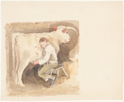 Junge beim Melken einer Kuh von John Sell Cotman