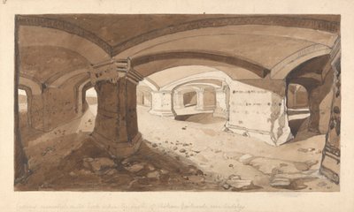 Höhlen im Felsen innerhalb der Burg Chateau Gaillard, bei Andelys, Normandie von John Sell Cotman