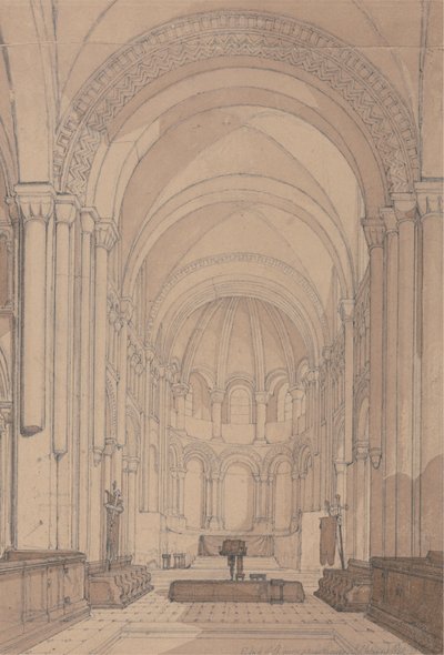 Ostende der Abteikirche Saint Georges de Bocherville, in der Nähe von Rouen, Normandie von John Sell Cotman