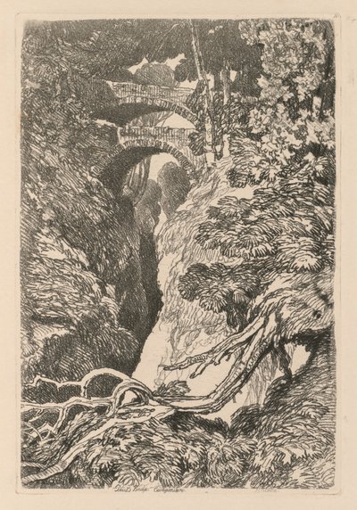 Liber Studiorum: Tafel 10, Die Teufelsbrücke, Cardinganshire von John Sell Cotman