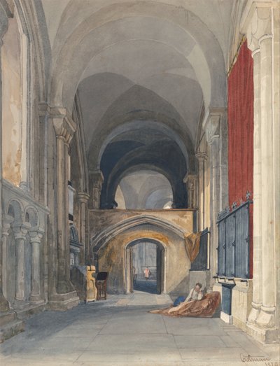 Norwich Kathedrale: Innenansicht des nördlichen Seitenschiffs des Chors, Blick nach Osten von John Sell Cotman