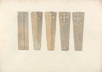 Studien von fünf Sargdeckeln aus ?Norfolk Kirchen von John Sell Cotman