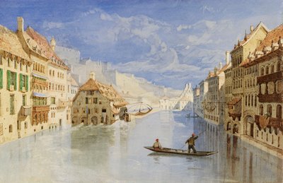 Die Zitadelle oberhalb von Namur, Belgien, vom Fluss Sambre aus von John Sell Cotman