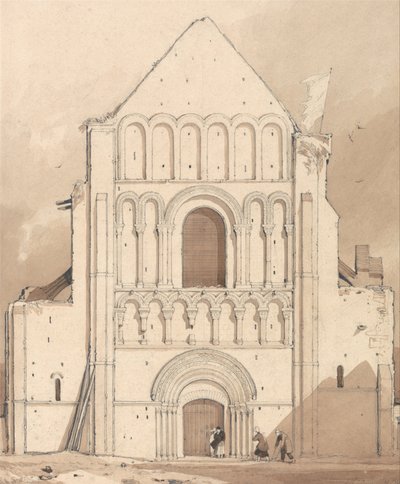 Westfassade der Kirche von Oyestraham [Ouistreham], nahe Caen, Normandie von John Sell Cotman
