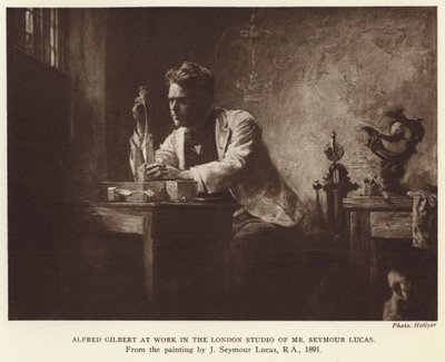 Alfred Gilbert, englischer Bildhauer von John Seymour (after) Lucas