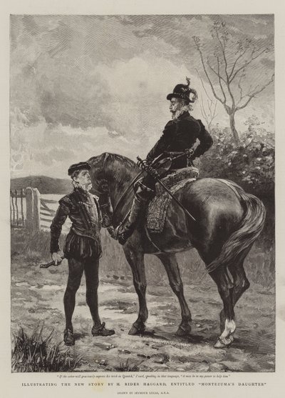 Illustration der neuen Geschichte von H. Rider Haggard, mit dem Titel Montezuma