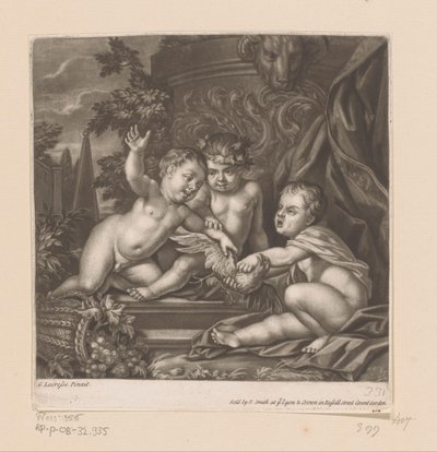 Drei Cupidos mit einem Vogel von attributed to John Smith
