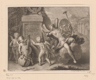 Engel mit Musikinstrumenten bei einem Denkmal von John Smith