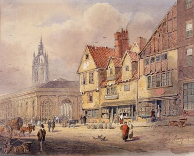 Alte Gebäude, Union Street und Corn Exchange vor dem Bau des Rathauses von John Storey
