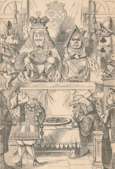 Der König und die Königin der Herzen im Gericht, 1889 von John Tenniel