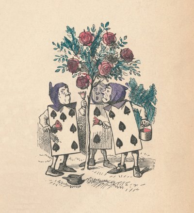 Die Spielkarten malen die Rosenbüsche, 1889 von John Tenniel