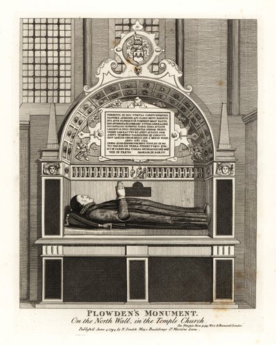 Edmund Plowdens Denkmal an der Nordwand in der Temple Church von John Thomas Smith