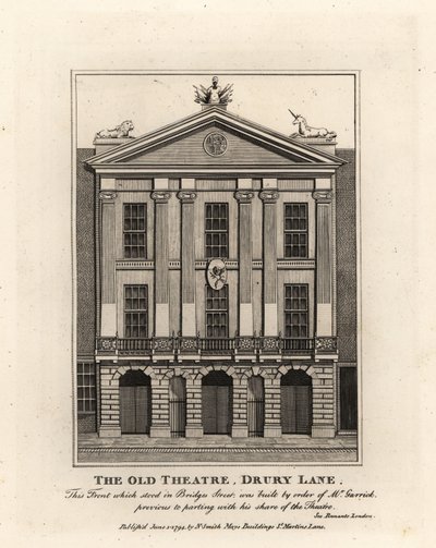 Fassade des alten Theaters, Drury Lane von John Thomas Smith