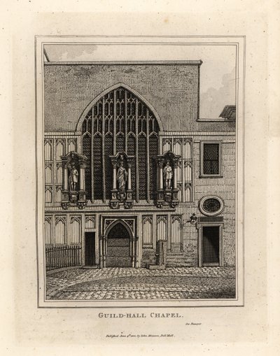 Guild-hall Kapelle, wieder aufgebaut 1440, Teil der Guildhall aus dem 12. Jahrhundert in London von John Thomas Smith