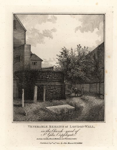 Überreste der römischen Londoner Mauer im Kirchhof von St Giles, Cripplegate von John Thomas Smith