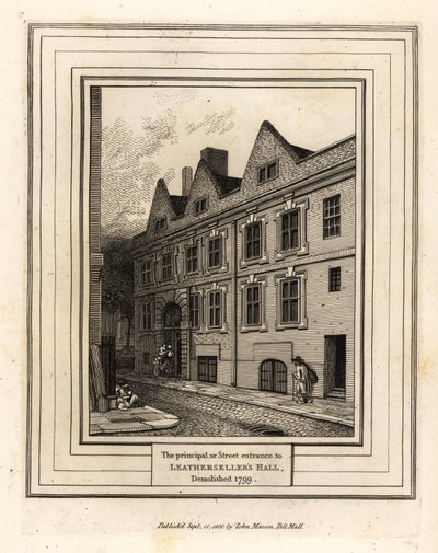 Der Haupteingang zur Leathersellers Hall, abgerissen 1799 von John Thomas Smith