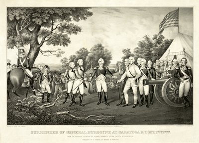 Kapitulation von General Burgoyne in Saratoga, N.Y., 17. Oktober 1777, veröffentlicht von N. Currier von John Trumbull