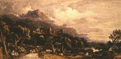 Landschaft mit Schloss und Berg von John Varley