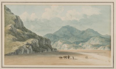 Blick auf die Fraeth Mawr Sands, in Richtung Snowdon, beim Überqueren zwischen Penmorsa & Cynant, Merionethshire, 21. Juli 1795 von John Warwick Smith
