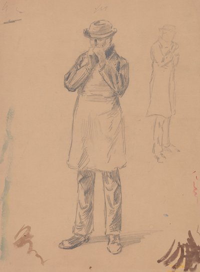 Karikatur von sich selbst und von E. A. Abbey (recto); Zwei Studien eines stehenden Mannes (verso) von John White Alexander