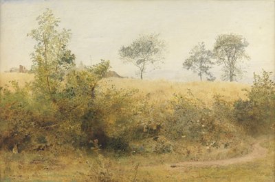 Die Fledermaus beginnt mit schwindelndem Flügel - Gerstenfeld über der Hecke, 1885 von John William North